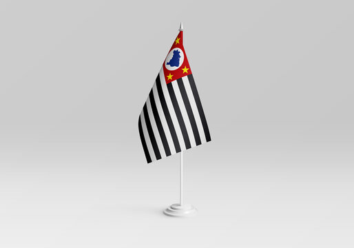 3d illustration. Sao Paulo state flag with a gray background. One of the states of Brazil.