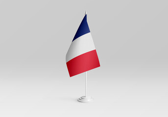 3d illustration. France flag with a gray and clean background.