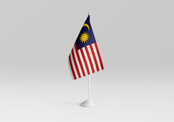 3d illustration. Malaysia flag with a gray and clean background.