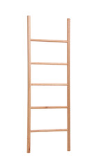 Modern wooden ladder isolated on white. Construction tool