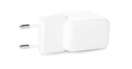 USB power adapter for battery charging isolated on white