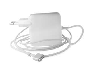Laptop charger isolated on white. Modern technology