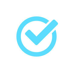 Check mark vector icon. Checkmark right symbol tick sign. Ok button correct circle icon.