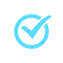 Check mark vector icon. Checkmark right symbol tick sign. Ok button correct circle icon.