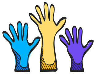 Hands icon in color drawing. Anatomy human family care kids adult parents