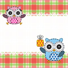 Background with couple of owls. Vector illustration