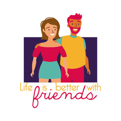 happy friendship day celebration with couple pastel hand draw style