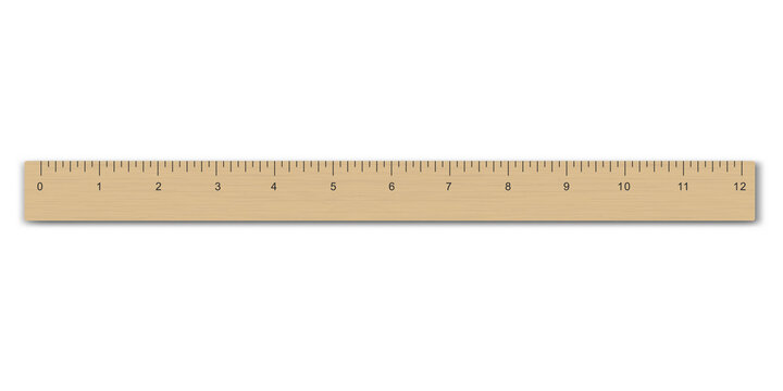 Realistic wooden measuring ruler