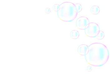 Vector background of soap bubbles. Water watercolor blower. Colored patterned texture from soapbubble.