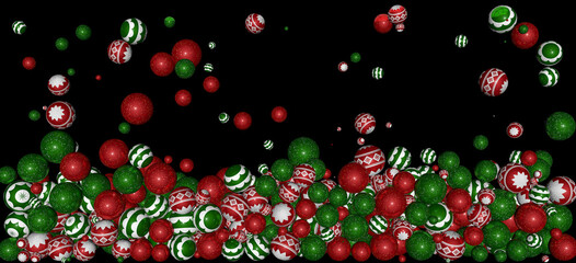 3D Christmas balls glossy colors wall isolate background, 3d Christmas ornament isolate background.