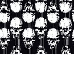 Monochrome illustration of vector pattern of stylized skulls.