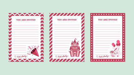 Princess party invitation card template