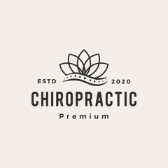 lotus leaf chiropractic hipster vintage logo vector icon illustration