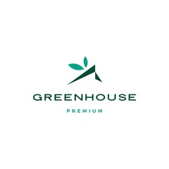 Fototapeta premium green house leaf roof logo vector icon illustration