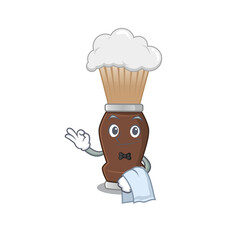 A Caricature design style of shaving brush as a waiter with a white napkin