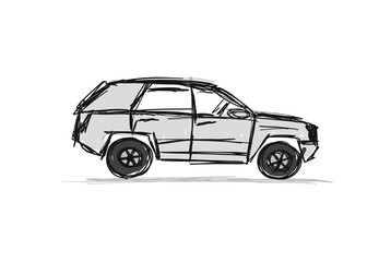 Tuned SUV, sketch for your design. Vector illustration