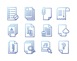 bundle of documents files office icons