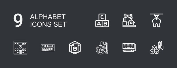 Editable 9 alphabet icons for web and mobile