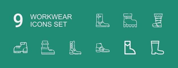 Editable 9 workwear icons for web and mobile