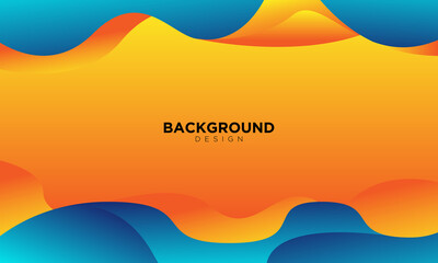 background design template, wave background in blue and yellow color