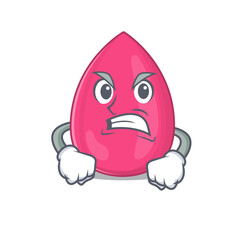 A cartoon picture style of makeup sponge having a mad face