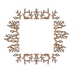 brown ocean coral square frame