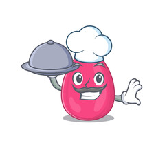 mascot character style of makeup sponge chef serving dinner on tray