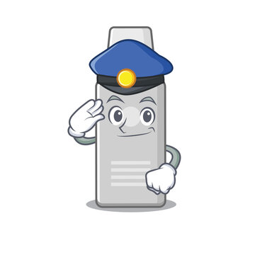 A handsome Police officer cartoon picture of shaving foam with a blue hat