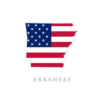 Shape of Arkansas state map with American flag. vector illustration. can use for united states of America indepenence day, nationalism, and patriotism illustration. USA flag design