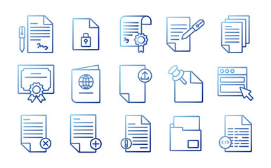 bundle of documents files office icons