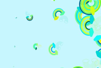 Light Blue, Green vector pattern with rainbow elements.