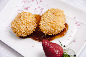 A dessert plate on a white background