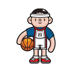 Illustration of Basketball player Vector The Concept of Isolated Technology. Flat Cartoon Style Suitable for Landing Web Pages, Banners, Flyers, Stickers, Cards