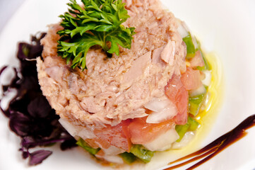 Tartar dish on a white background