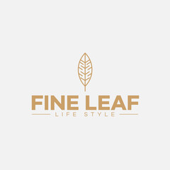 Fine leaf with Line Art style Logo design