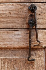 The texture of antique wooden windows that have been used for a long time.