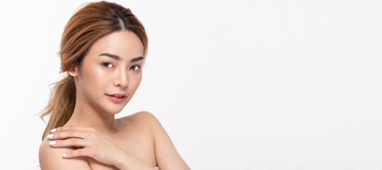 Fototapeta premium Beauty asian women portrait face with skin care healthy and skin.