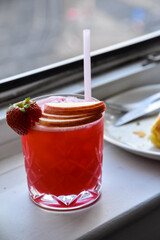 strawberry jam in glass jar