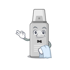 A Caricature design style of shaving foam as a waiter with a white napkin