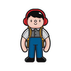 Illustration of student vector The Concept of Isolated Technology. Flat Cartoon Style Suitable for Landing Web Pages, Banners, Flyers, Stickers, Cards