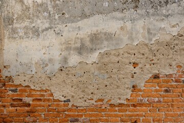 The cement walls are old and deteriorated over time. The walls were so cracked that they could see bricks made of clay.