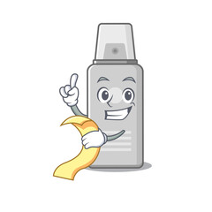 Shaving foam mascot character style with food and beverage menu on his hand