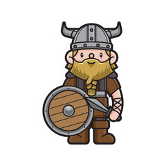Illustration of  cute viking vector The Concept of Isolated Technology. Flat Cartoon Style Suitable for Landing Web Pages, Banners, Flyers, Stickers, Cards