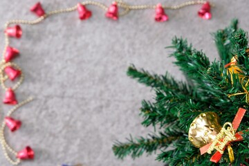 christmas background with christmas tree and decorations