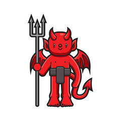 Illustration of cute devil vector The Concept of Isolated Technology. Flat Cartoon Style Suitable for Landing Web Pages, Banners, Flyers, Stickers, Cards