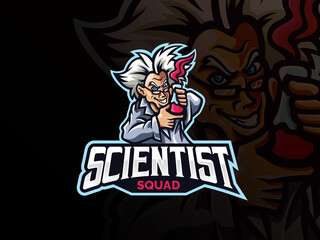 Scientist mascot sport logo design