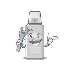 A caricature design concept of shaving foam working as a mechanic