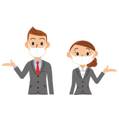 案内　誘導　会社員　感染予防