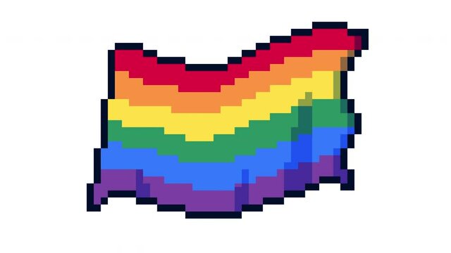 8-bit Pride Flag - Retro Animation w/ border