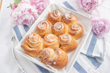 sweet home made elderflower lemon cinnamon rolls